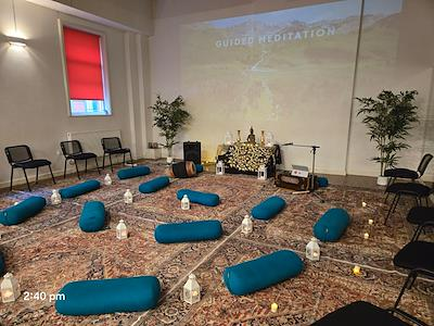 The meditation space prepared for guests